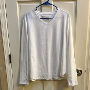 Women’s White V-Neck Long Sleeve Shirt